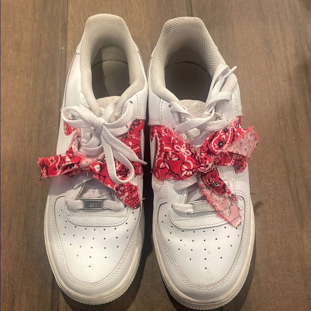 Kids White Sneakers with Red Bandanna